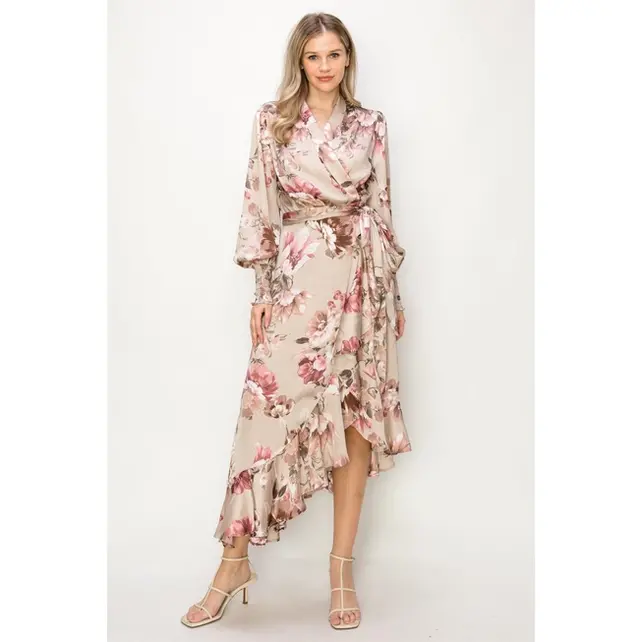 Taron Wrap Unbalanced Maxi Dress -