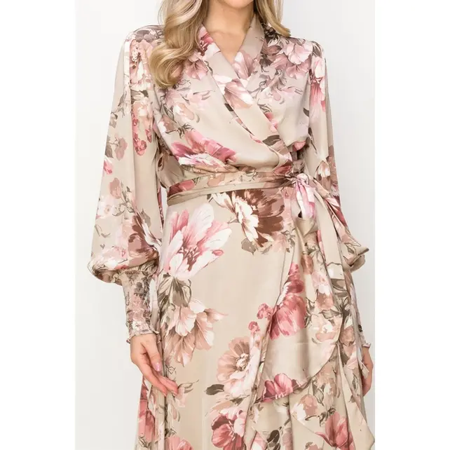 Taron Wrap Unbalanced Maxi Dress -