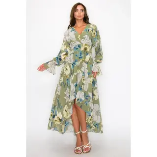 Taree Floral Maxi Dress - Olive