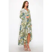 Taree Floral Maxi Dress - Olive