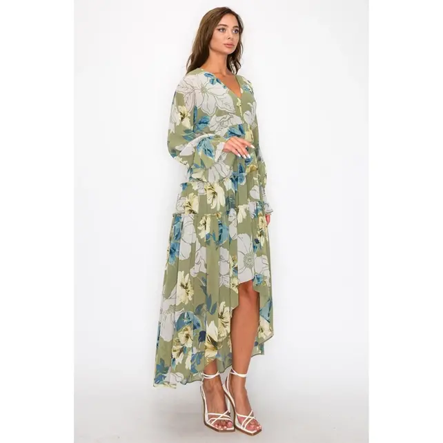 Taree Floral Maxi Dress - Olive