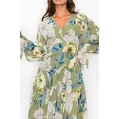 Taree Floral Maxi Dress - Olive