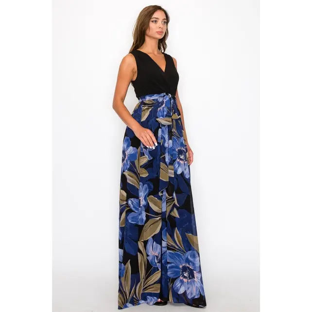 Desirae Sleeveless Flower Maxi Dress - Navy Desirae Sleeveless Flower Maxi Dress - Navy