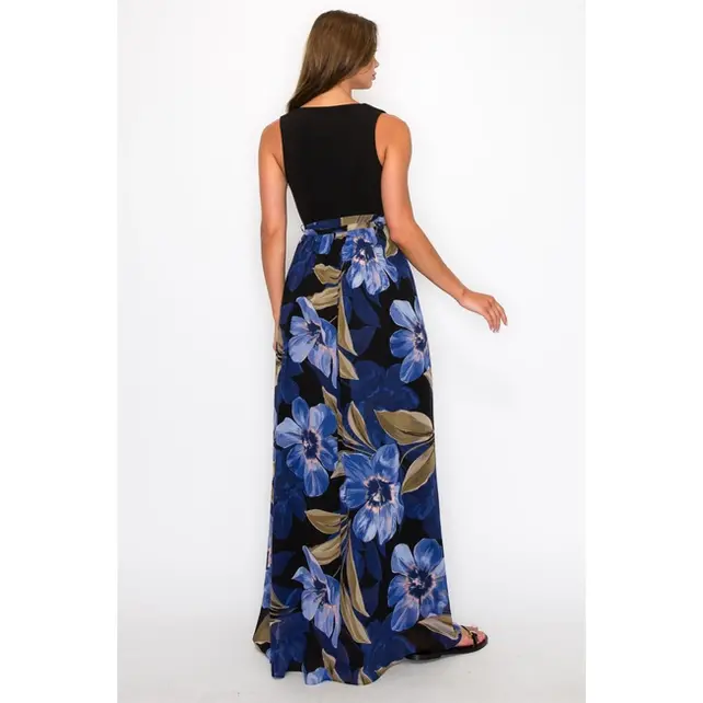 Desirae Sleeveless Flower Maxi Dress - Navy Desirae Sleeveless Flower Maxi Dress - Navy