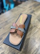 Maggie Jeweled H-Shape Cutout Slide - Tan