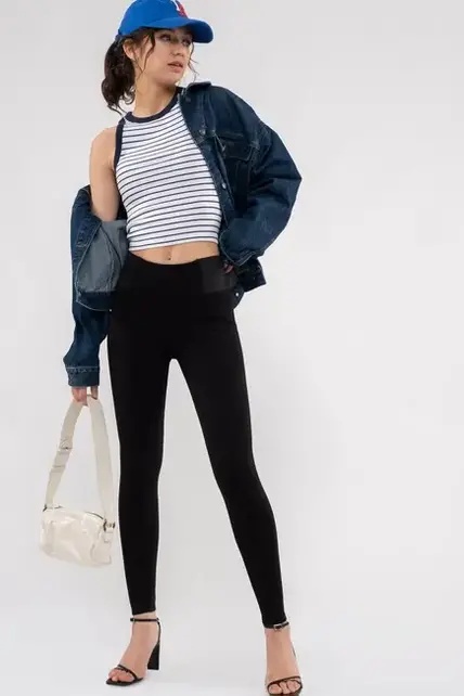 Blakely Side Elastic Skinny Bottoms - Black