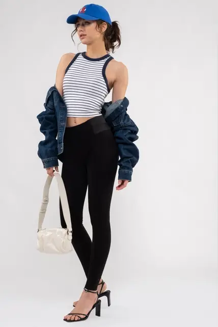 Blakely Side Elastic Skinny Bottoms - Black