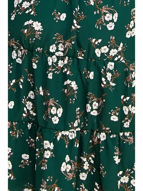 Adeline Ruffled Floral Fit & Flare Midi Dress - Green