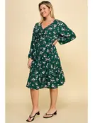 Adeline Ruffled Floral Fit & Flare Midi Dress - Green