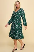 Adeline Ruffled Floral Fit & Flare Midi Dress - Green