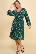 Adeline Ruffled Floral Fit & Flare Midi Dress - Green