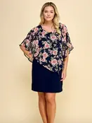 Avery Asymmetrical Cold Shoulder Poncho Dress - Navy