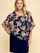 Avery Asymmetrical Cold Shoulder Poncho Dress - Navy