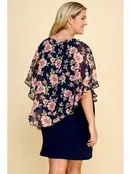 Avery Asymmetrical Cold Shoulder Poncho Dress - Navy