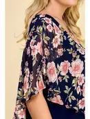 Avery Asymmetrical Cold Shoulder Poncho Dress - Navy