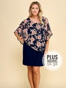 Avery Asymmetrical Cold Shoulder Poncho Dress - Navy