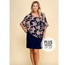 Avery Asymmetrical Cold Shoulder Poncho Dress - Navy