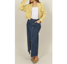 Radnee Long Denim Skirt Dark Blue