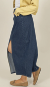 Radnee Long Denim Skirt Dark Blue