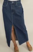 Radnee Long Denim Skirt Dark Blue