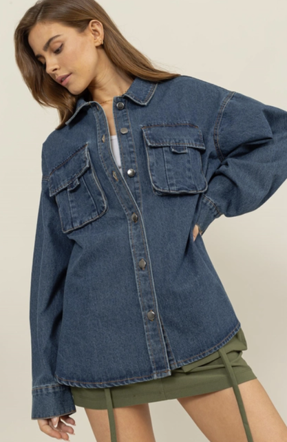 Ralee Oversized Denim Jacket Blue