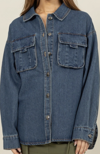 Ralee Oversized Denim Jacket Blue
