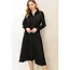 Ronan Satin Belted Midi Dress - Black