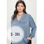 Sanna Satin V Neck Long Sleeve Blouse Denim Blue