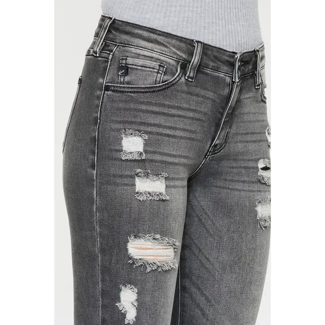 Kancan Cora Mid Rise Super Skinny Jeans - Light Gray
