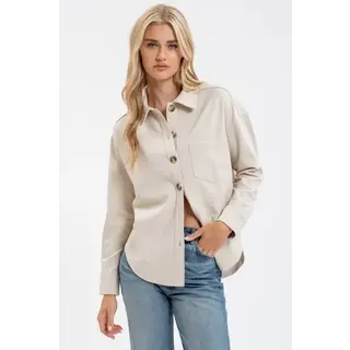 Julia Button Down Shacket - Cream