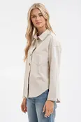 Julia Button Down Shacket - Cream
