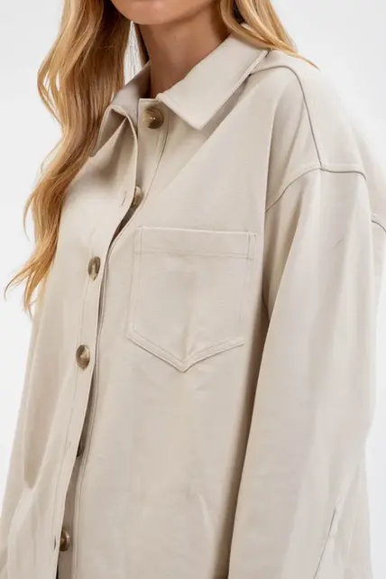 Julia Button Down Shacket - Cream