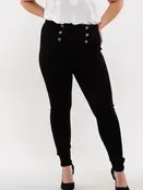 June High Waist Skinny Sailor Pants - Black