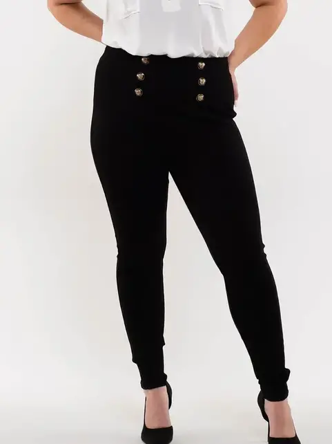 June High Waist Skinny Sailor Pants - Black