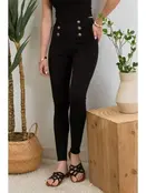 June High Waist Skinny Sailor Pants - Black