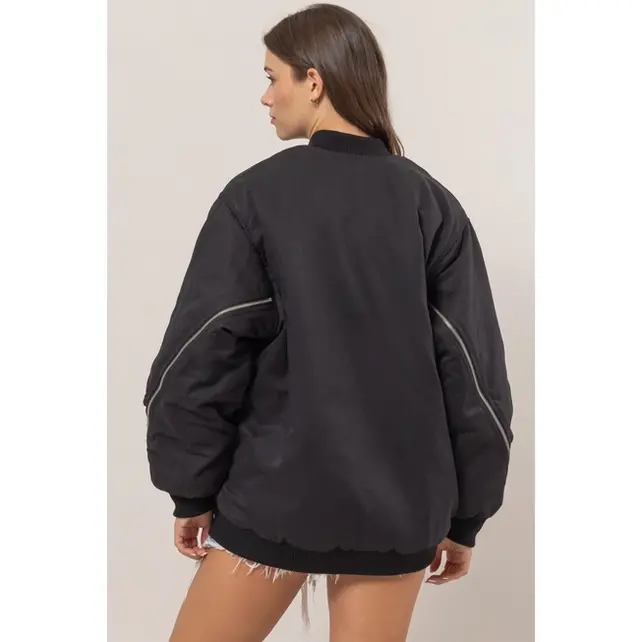Brigid Puffer Bomber Jacket - Black