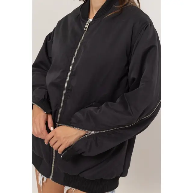 Brigid Puffer Bomber Jacket - Black