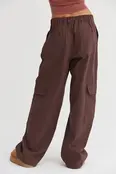 Brilynn Wide Leg Cargo Pant - Chestnut