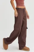 Brilynn Wide Leg Cargo Pant - Chestnut