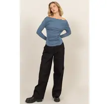 Brilynn Wide Leg Cargo Pant - Black