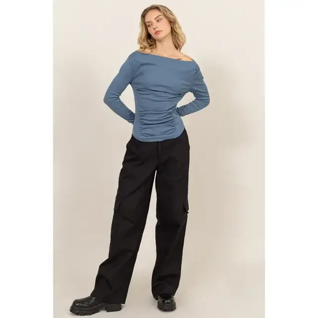 Brilynn Wide Leg Cargo Pant - Black