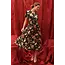 Vienna Floral Velvet Midi Dress - Black