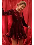 Vada Velvet Mini Dress - Burgundy