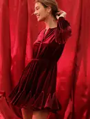 Vada Velvet Mini Dress - Burgundy