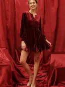 Vada Velvet Mini Dress - Burgundy