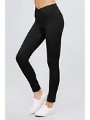 Natalia Elastic Waist Skinny Ponte Mid-Rise Pants - Black