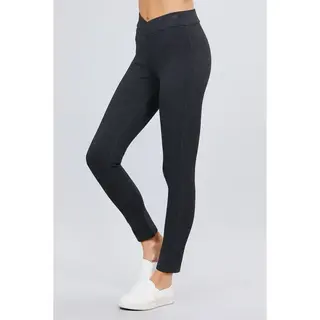 Natalia Elastic Waist Skinny Ponte Mid-Rise Pants - Grey