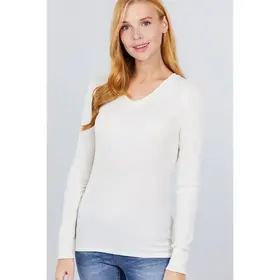 Nyah Thermal knit Long Sleeve Top - Ivory