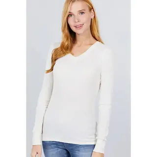 Nyah Thermal knit Long Sleeve Top - Ivory