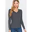 Nyah Thermal Knit Long Sleeve Top - Grey